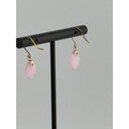 Vintage Pink Jade Dangle 10K Earrings