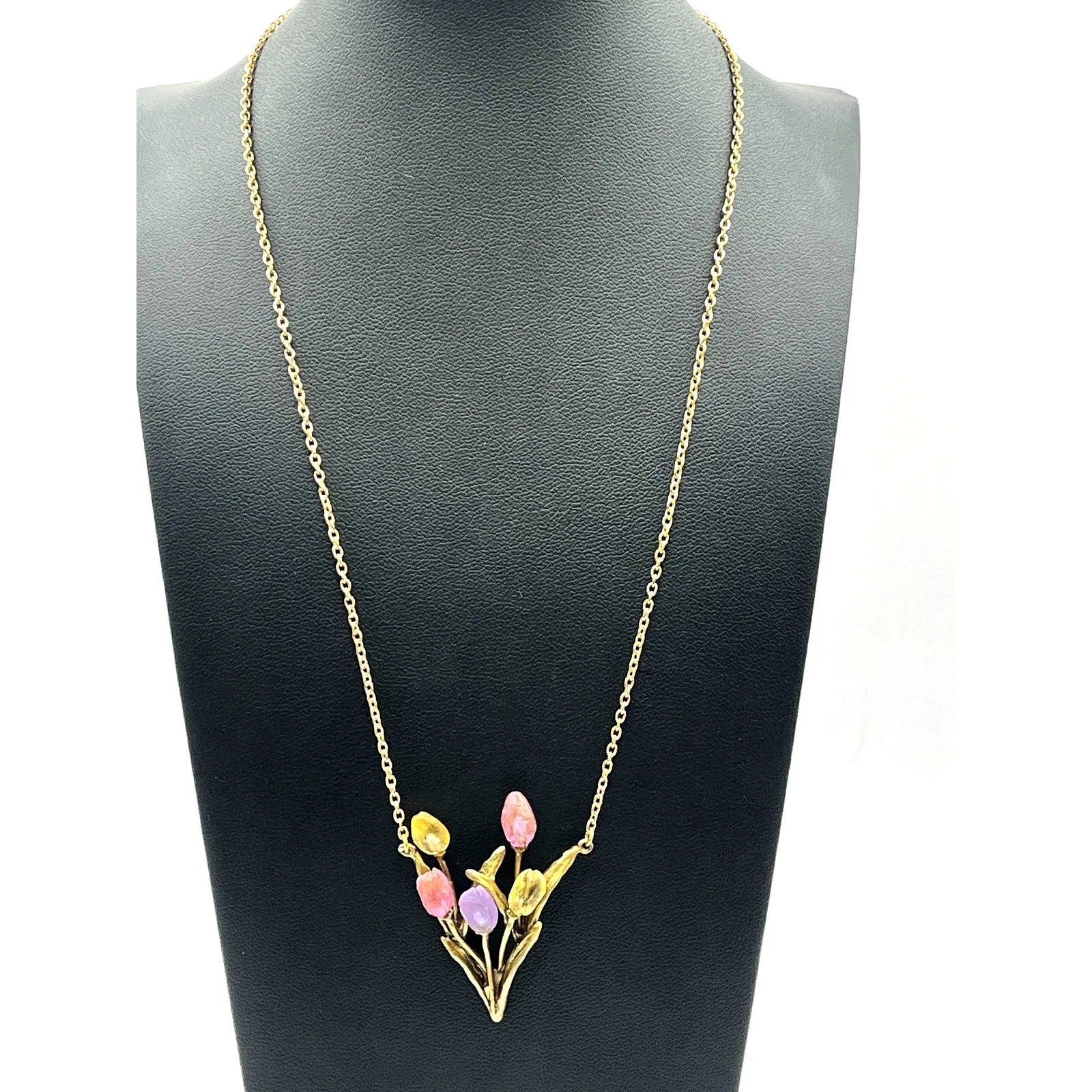 Michael Michaud Cast Glass Multi-Color Tulip Necklace