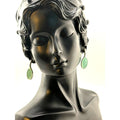 Karine Sultan Silver and Green Fixed Oval Drop Earrings