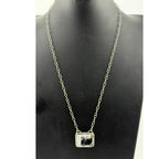 Navajo Hiram Largo Handmade Sterling Silver White Buffalo Bar Necklace