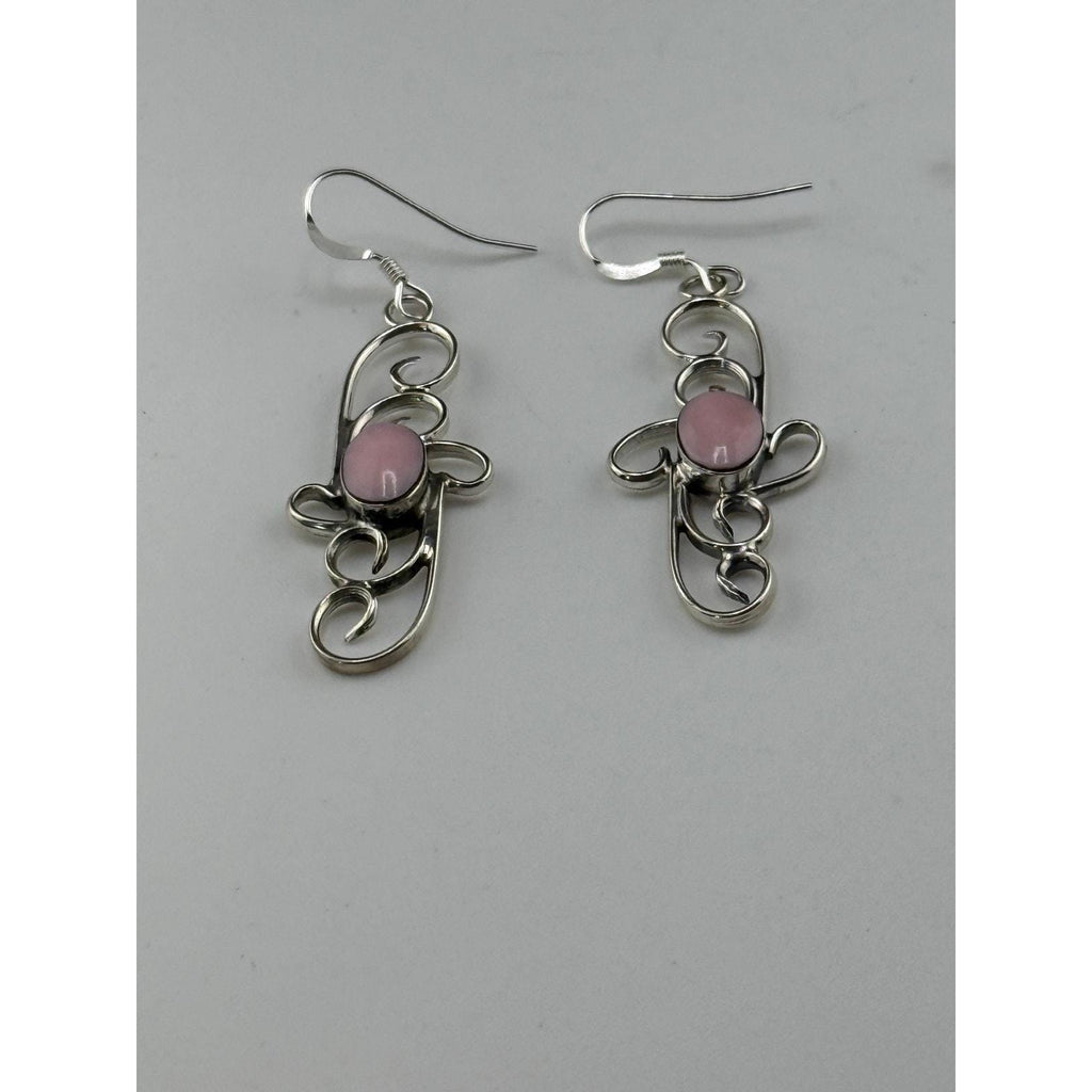 Sheena Jack Navajo Sterling Silver Pink Conch Shell Dangling Earrings