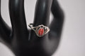 Native American Running Bear Red Carnelian Sterling ring size 8.75