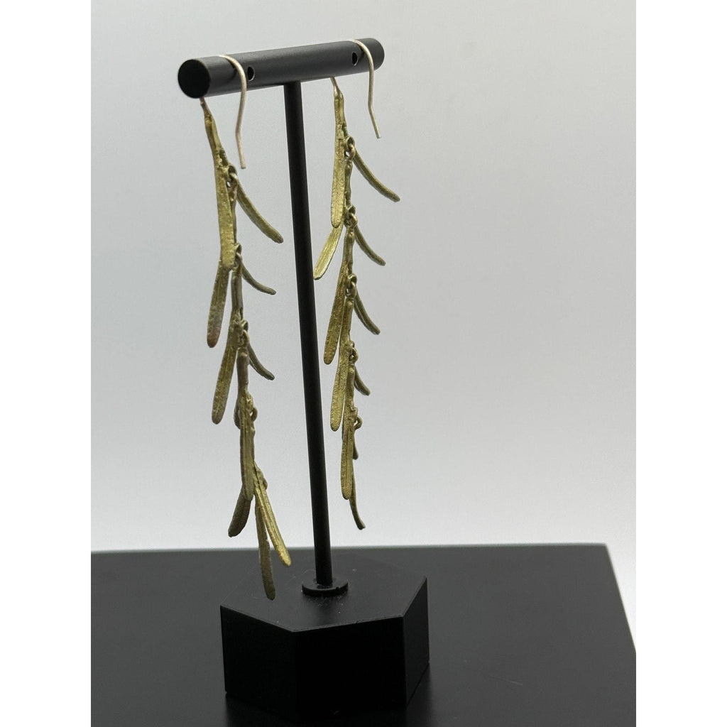 Michael Michaud Herb Rosemary Long Dangle Wire Earrings