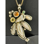 Rare Nadine Leo Mississippi River Pearl Co Sterling Pearl Pendant Necklace