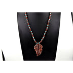 Navajo Mary W. Roanhorse Carved Jasper Leaf Pendant Necklace