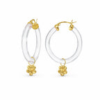 Gold & Honey Flower Charm Lucite Hoop Earrings