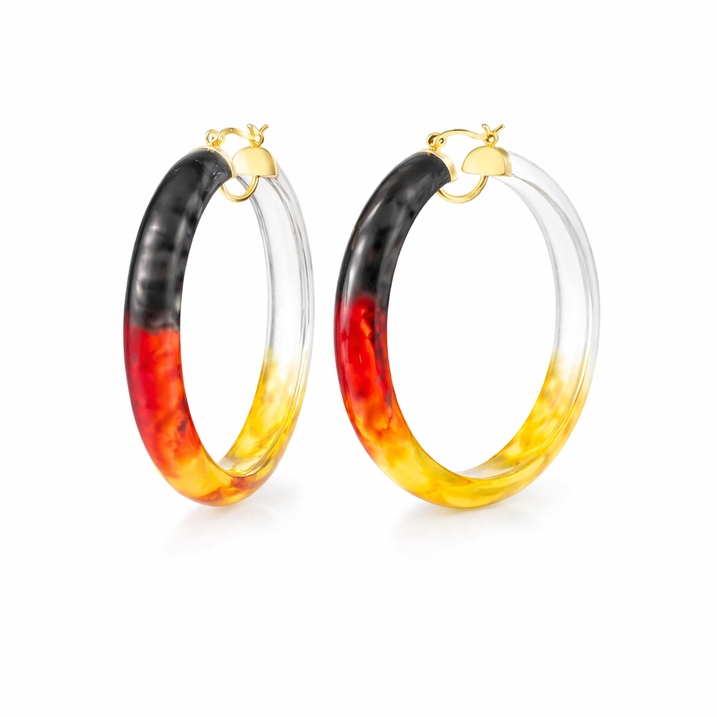 Gold & Honey Tie Dye Lucite Hoops in Earth