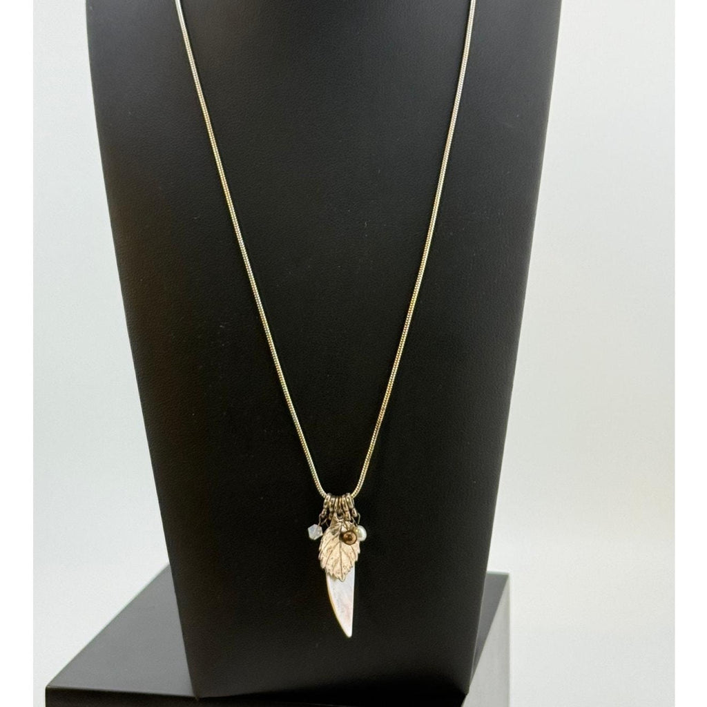 Vintage Sterling Silver Mother of Pearl Pendant Necklace