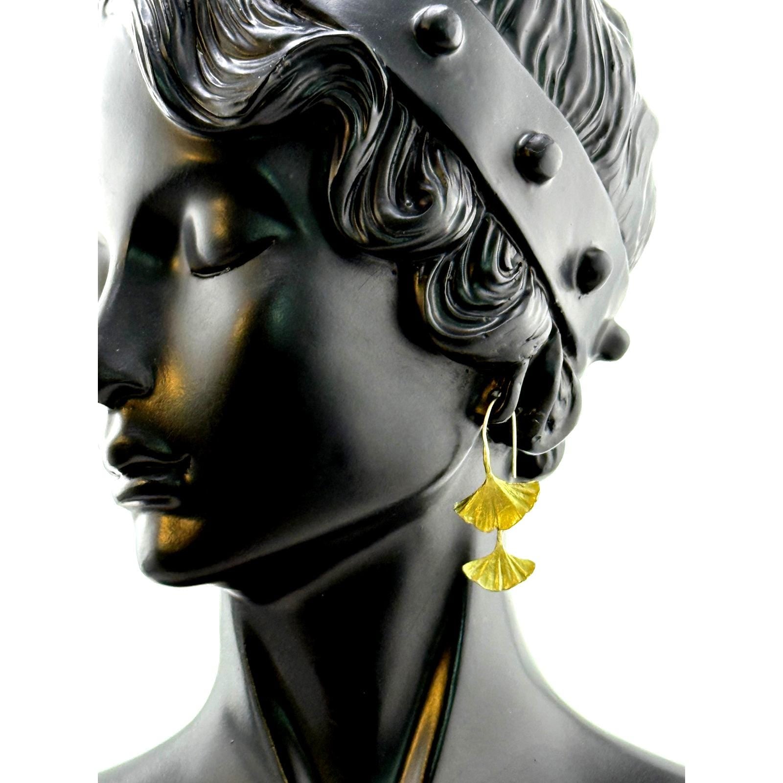 Michael Michaud Ginkgo Double Drop Wire Earrings