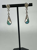 Zuni Pueblo Artist Signed SKJ Inlay Earrings - Rare