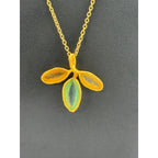 Michael Vincent Michaud 18K Gold Plated Dainty 3 Leaf Pendant Necklace