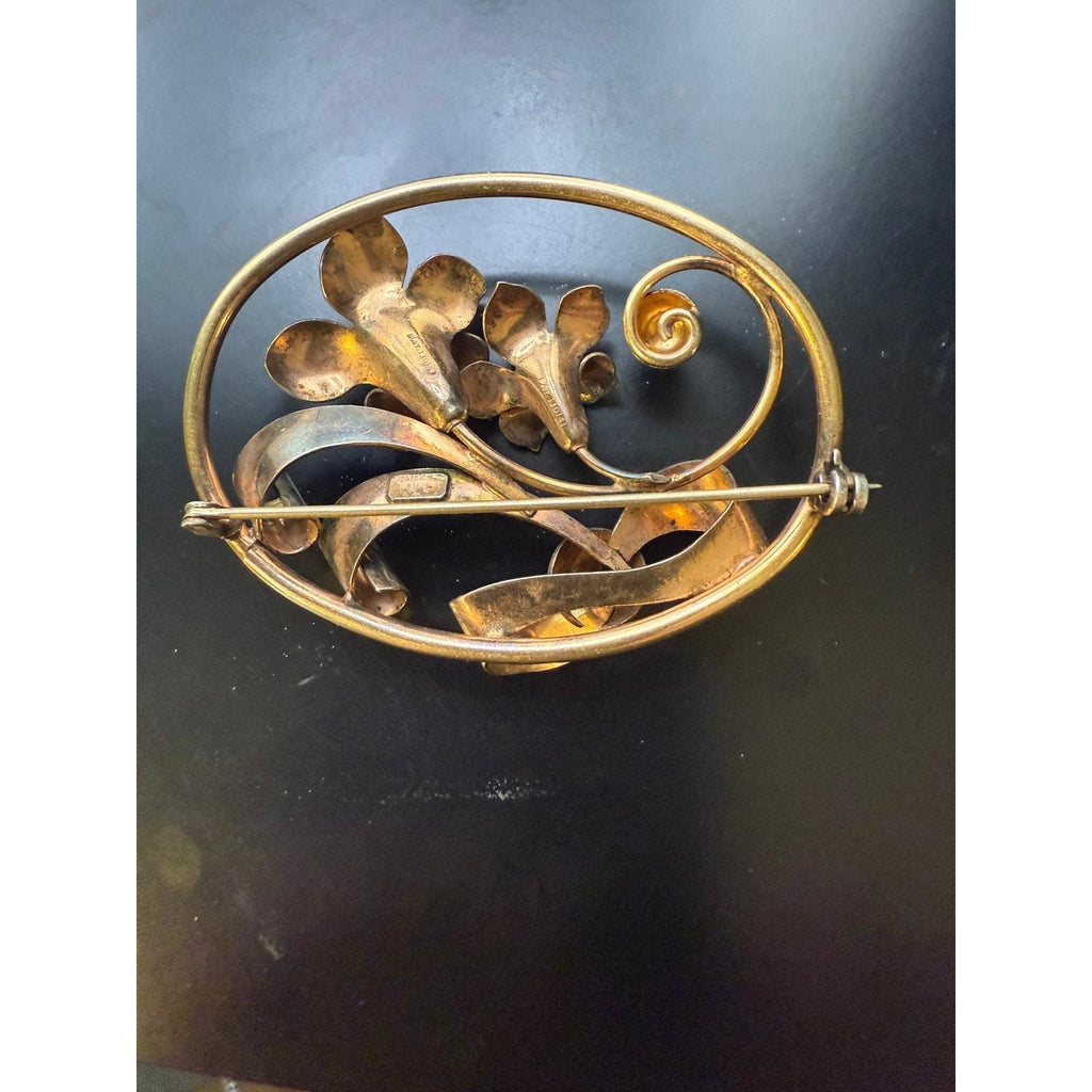 Vintage A&Z 12K Gold Filled Art Nouveau Brooch