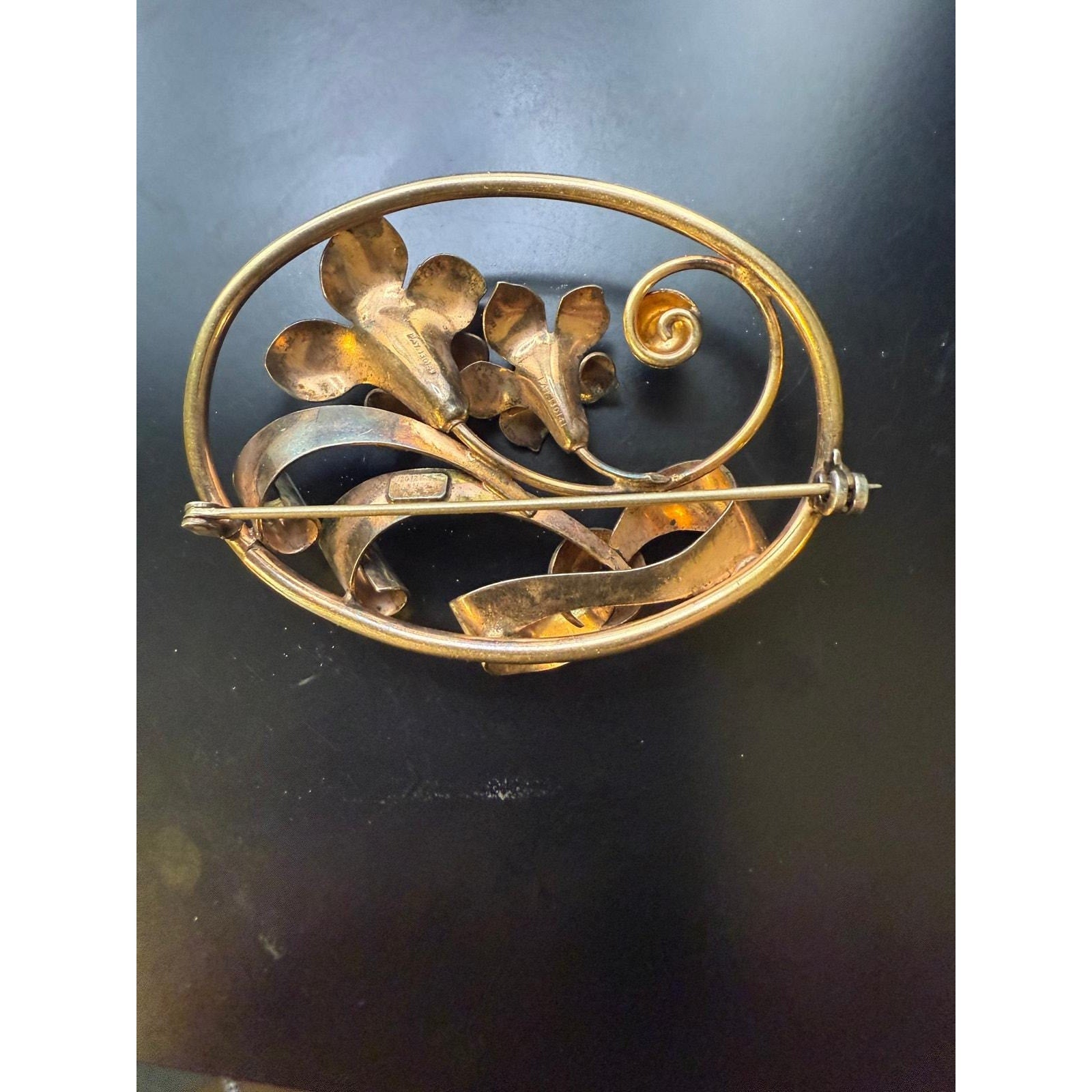 Vintage A&Z 12K Gold Filled Art Nouveau Brooch