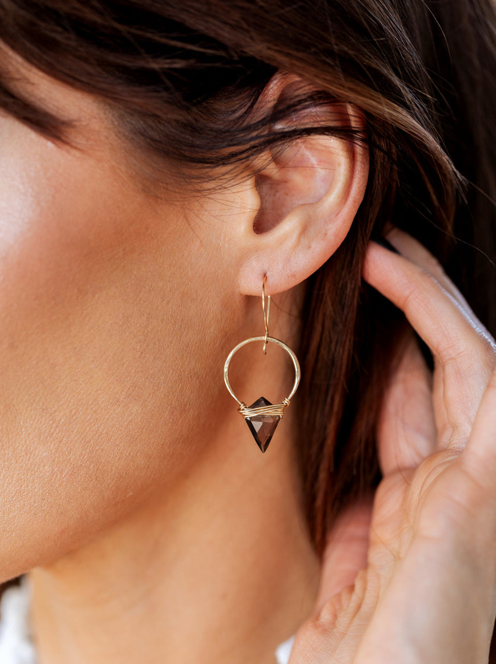 Saressa Designs Albatross Earrings - Smoky Quartz