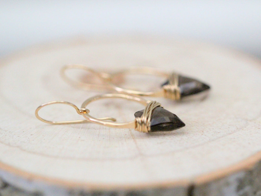 Saressa Designs Albatross Earrings - Smoky Quartz