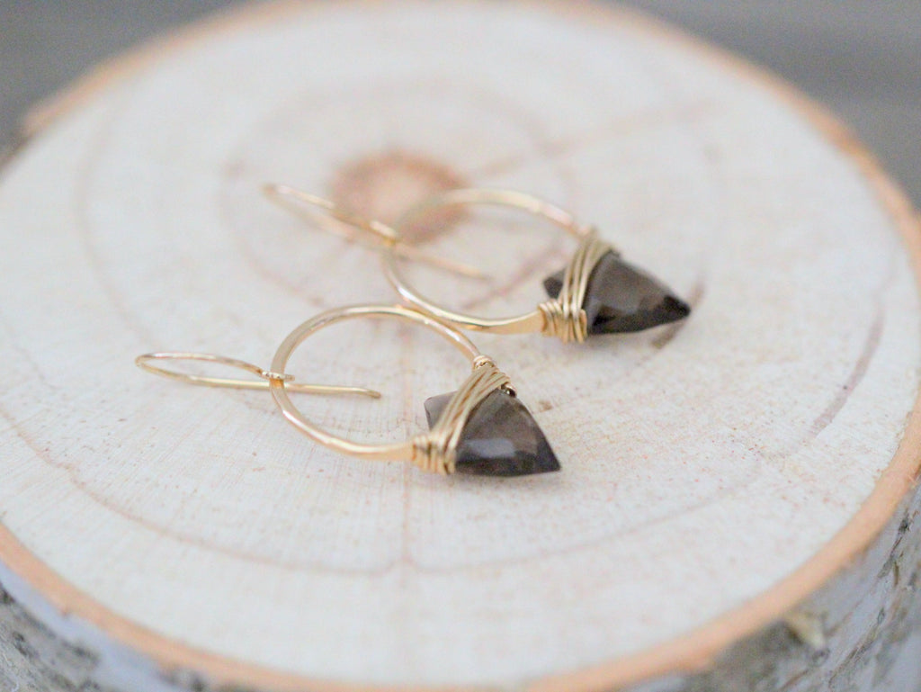 Saressa Designs Albatross Earrings - Smoky Quartz