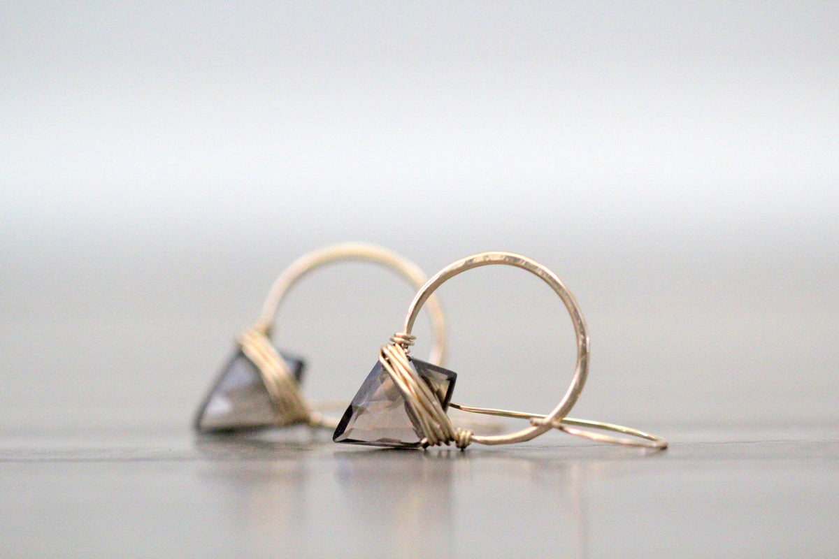 Saressa Designs Albatross Earrings - Smoky Quartz