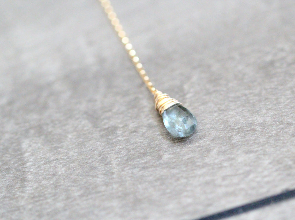 Saressa Designs Moss Aquamarine Lariat Necklace