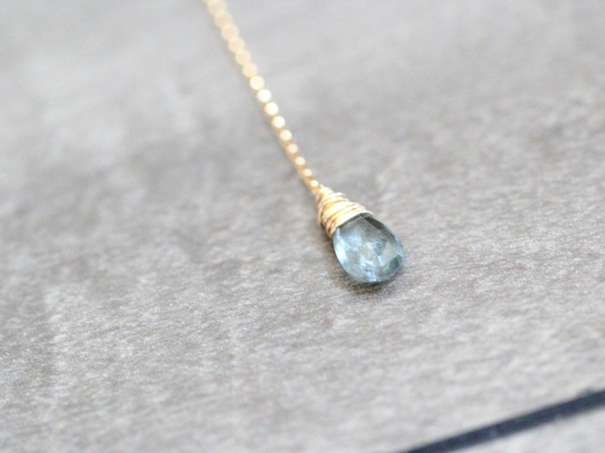 Saressa Designs Moss Aquamarine Lariat Necklace