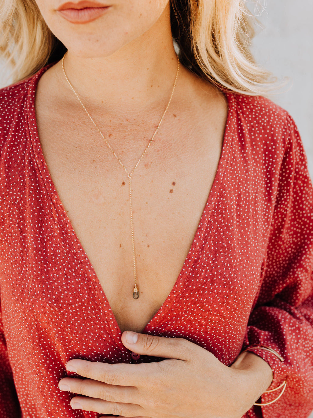 Saressa Designs Moss Aquamarine Lariat Necklace