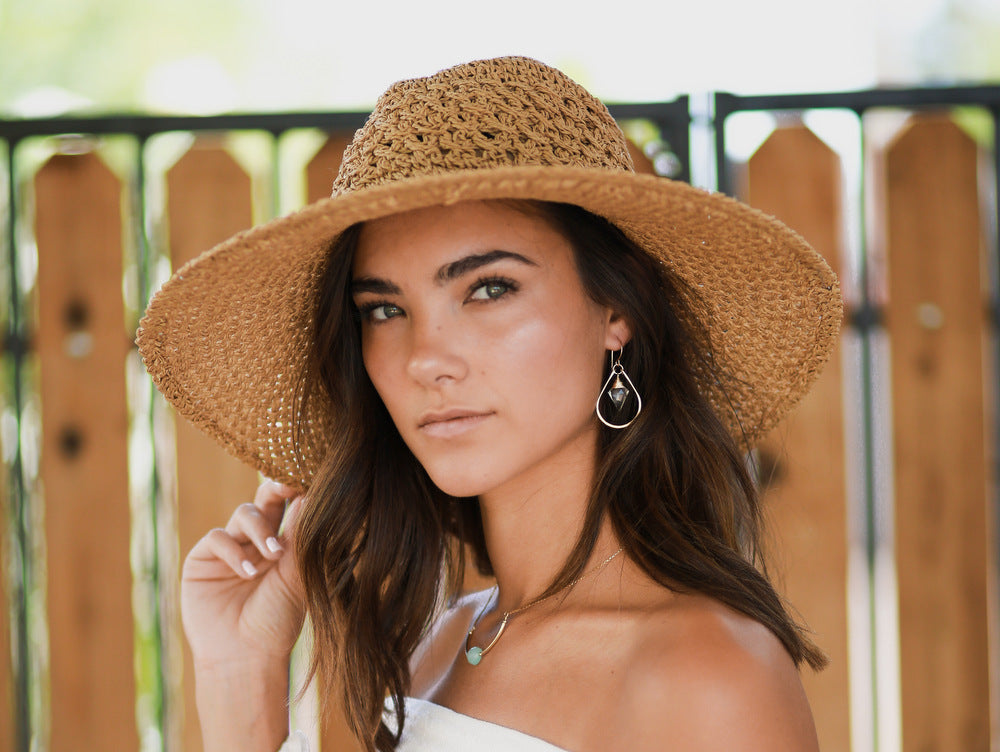 Saressa Designs Arrow Hoop Earrings - Crystal Quartz  ( As Seen On Jane the Virgin )