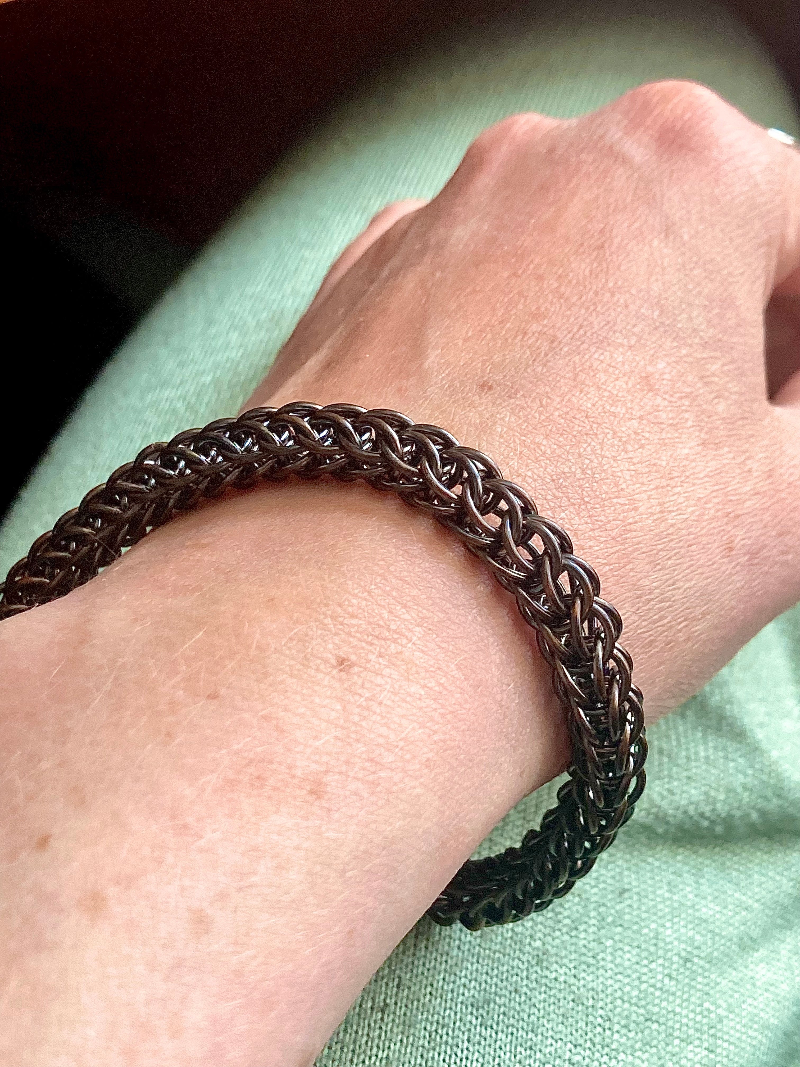 Alison Morse Chunky Foxtail Chainmaille Bracelet in Oxidized Copper