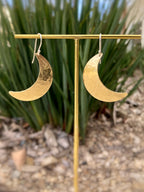 Alison Morse Crescent Moon Earrings in Brass | Moon Phase Earrings