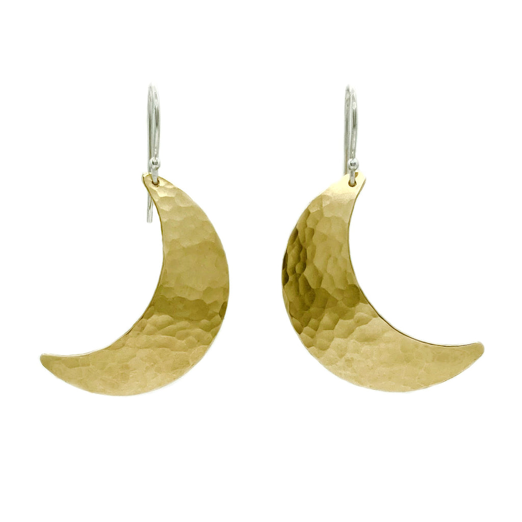 Alison Morse Crescent Moon Earrings in Brass | Moon Phase Earrings