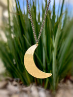 Alison Morse Crescent Moon Necklace in Brass | Moon Phase Necklace