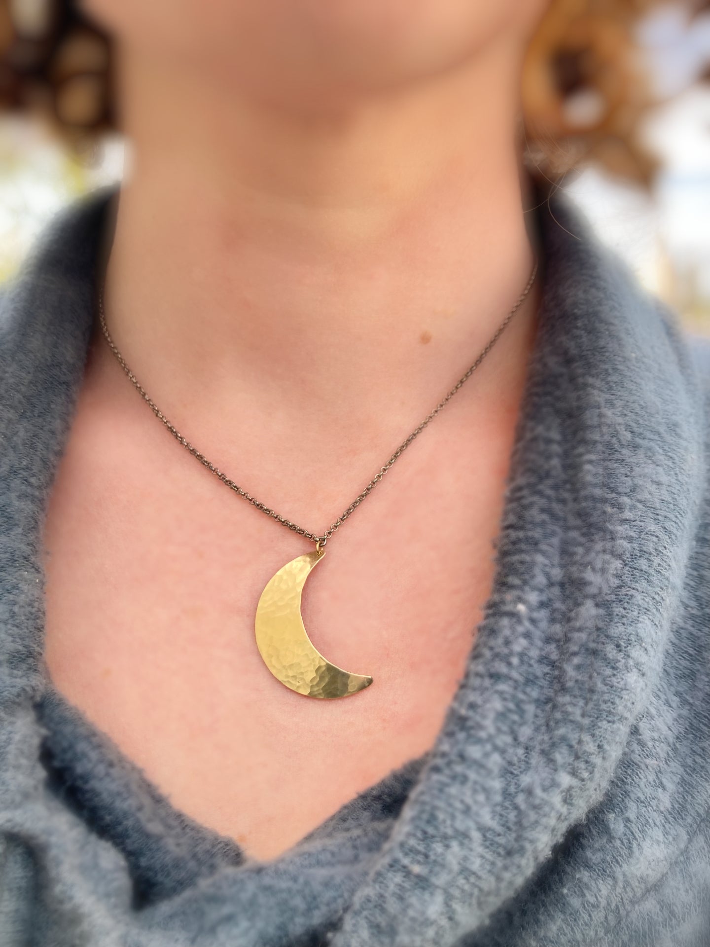 Alison Morse Crescent Moon Necklace in Brass | Moon Phase Necklace