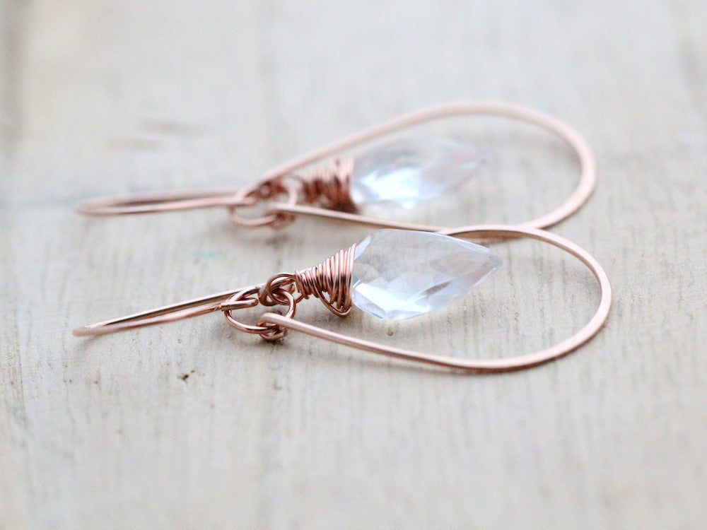 Saressa Designs Arrow Hoop Earrings - Crystal Quartz  ( As Seen On Jane the Virgin )