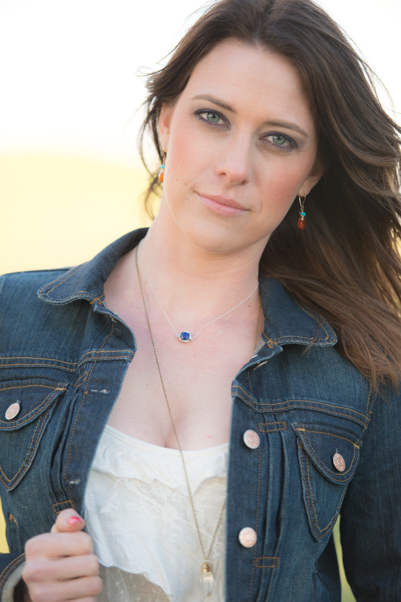 Saressa Designs Lapis Lazuli Bezel-Style Necklace - Gold
