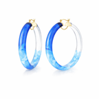 Gold & Honey Tie Dye Lucite Hoops in Blue