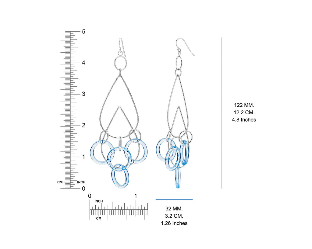 Gold & Honey Blue and Silver Rain Drop Dangle Earrings