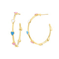 Gold & Honey Heart Station Hoop Earrings
