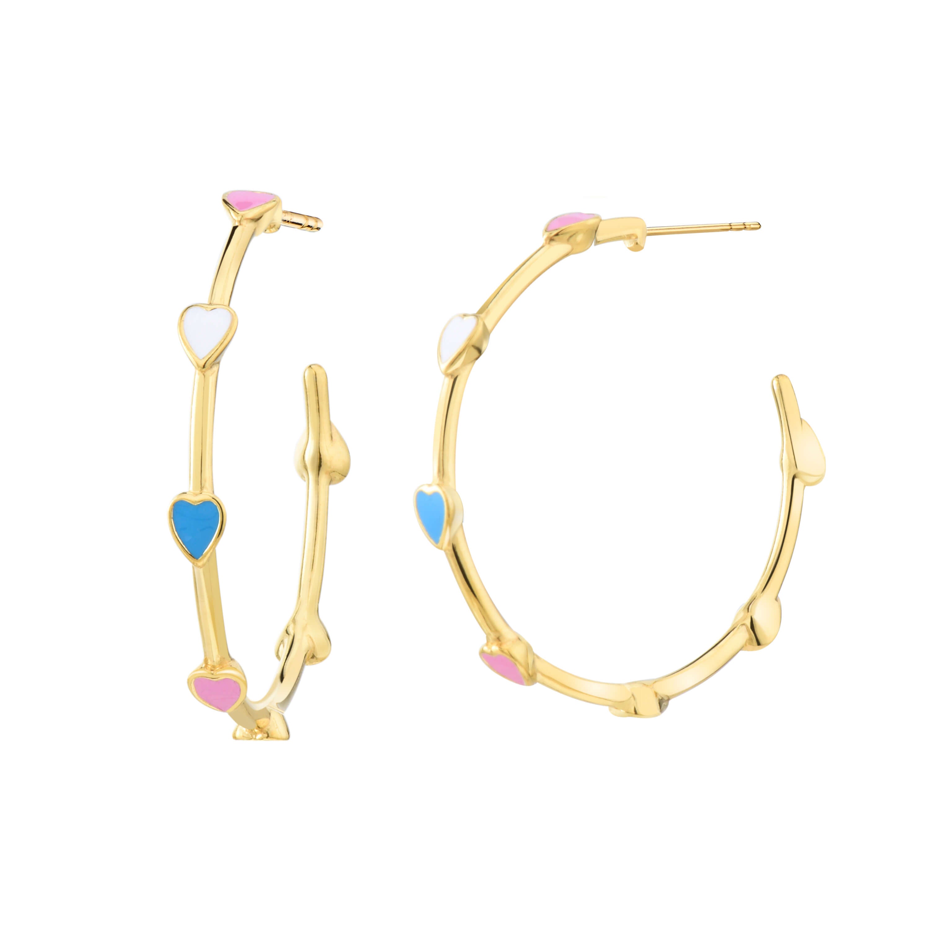 Gold & Honey Heart Station Hoop Earrings
