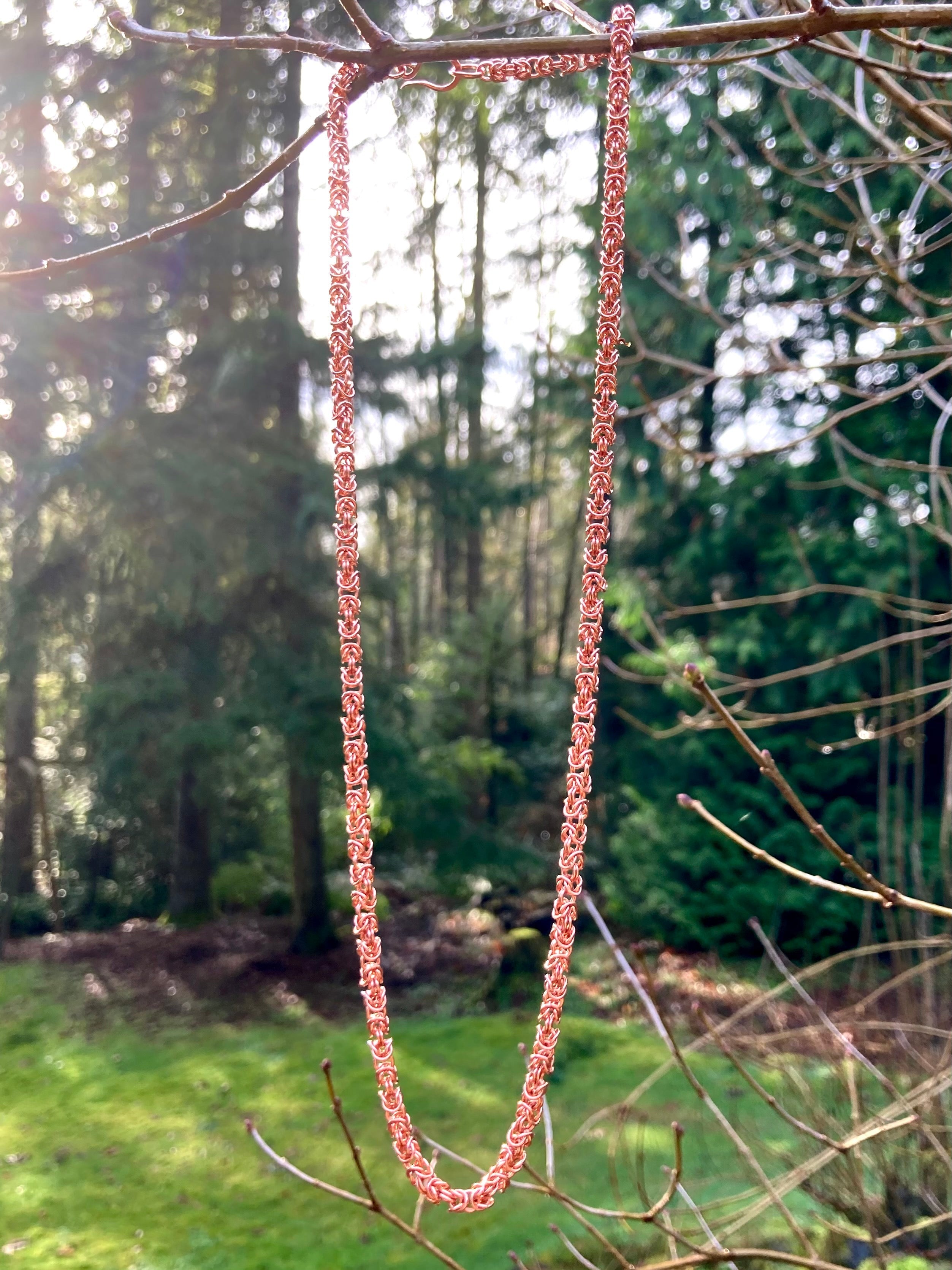 Alison Morse Delicate Byzantine Chainmaille Necklace in Copper