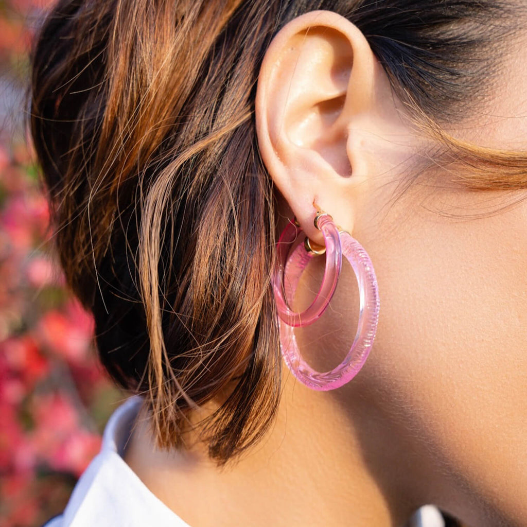 Gold & Honey Rainbow Painted INSTYLE Lucite Hoop Earrings