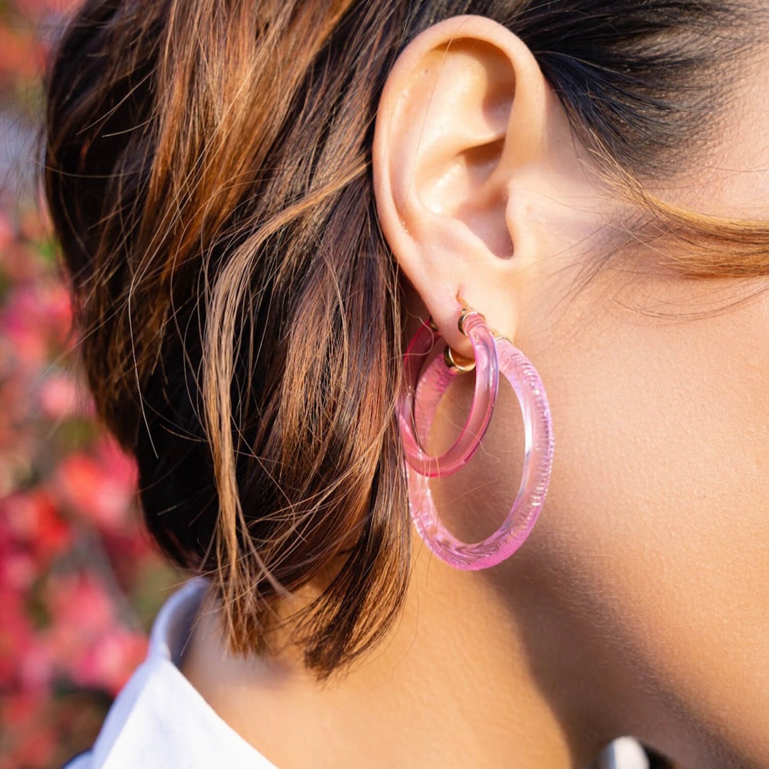 Gold & Honey Rainbow Painted INSTYLE Lucite Hoop Earrings