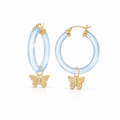 Gold & Honey Butterfly Charm Lucite Hoop Earrings