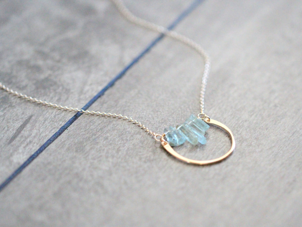 Saressa Designs Bar Graph Necklace - Aquamarine