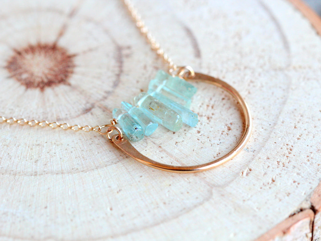 Saressa Designs Bar Graph Necklace - Aquamarine