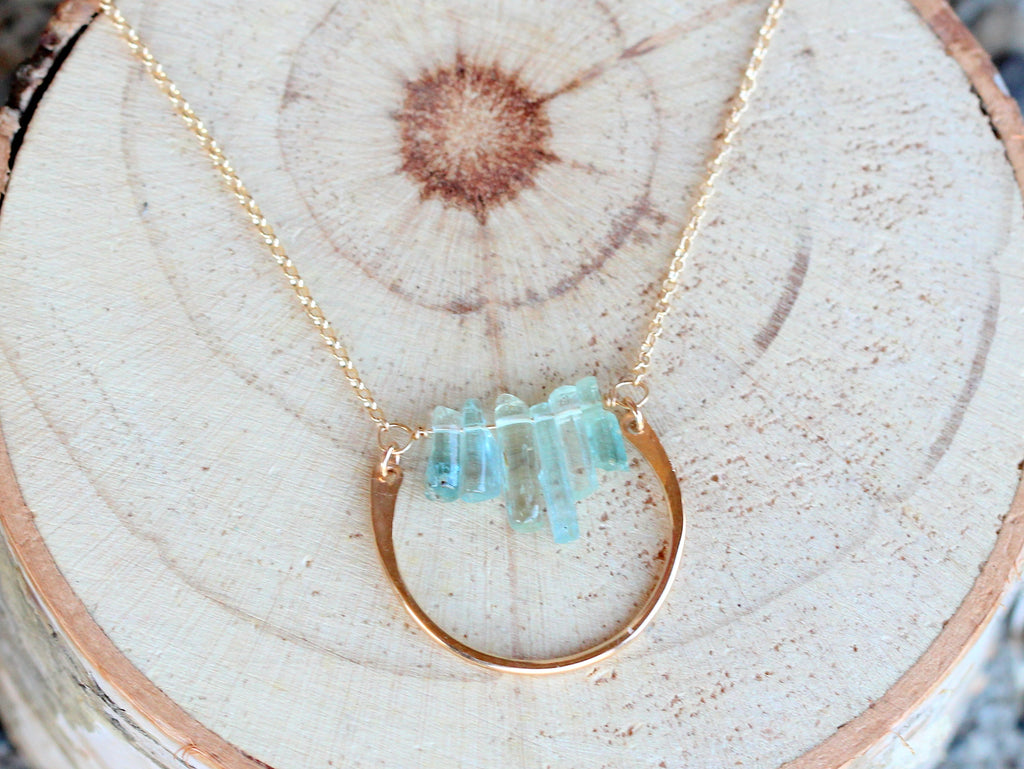 Saressa Designs Bar Graph Necklace - Aquamarine