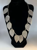 925 Sterling Silver Vintage Filigree Leaf Necklace