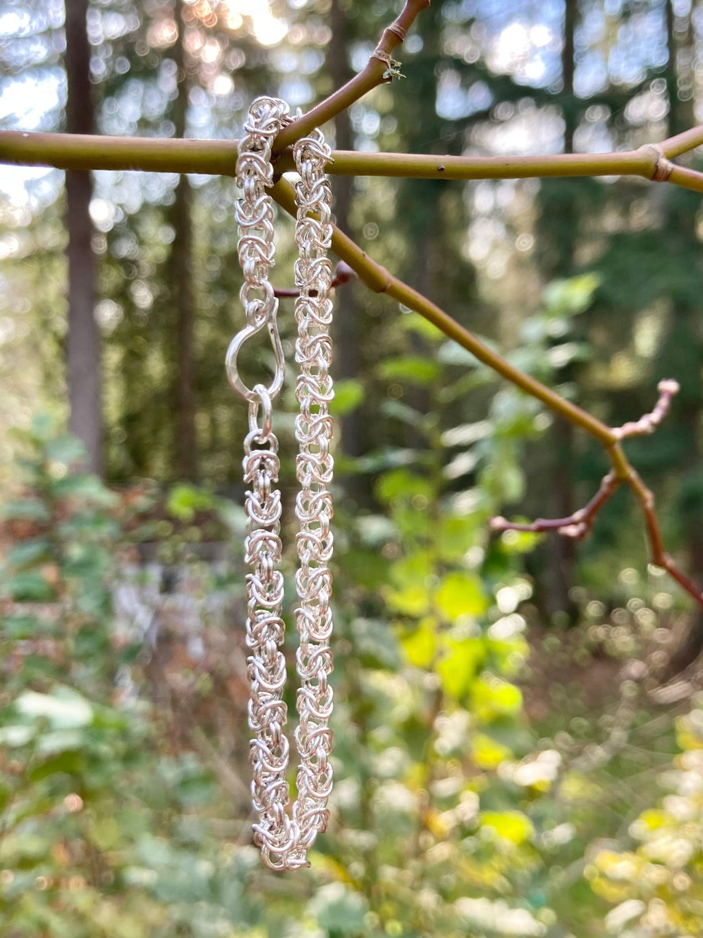 Alison Morse Delicate Byzantine Chainmaille Bracelet in Silver