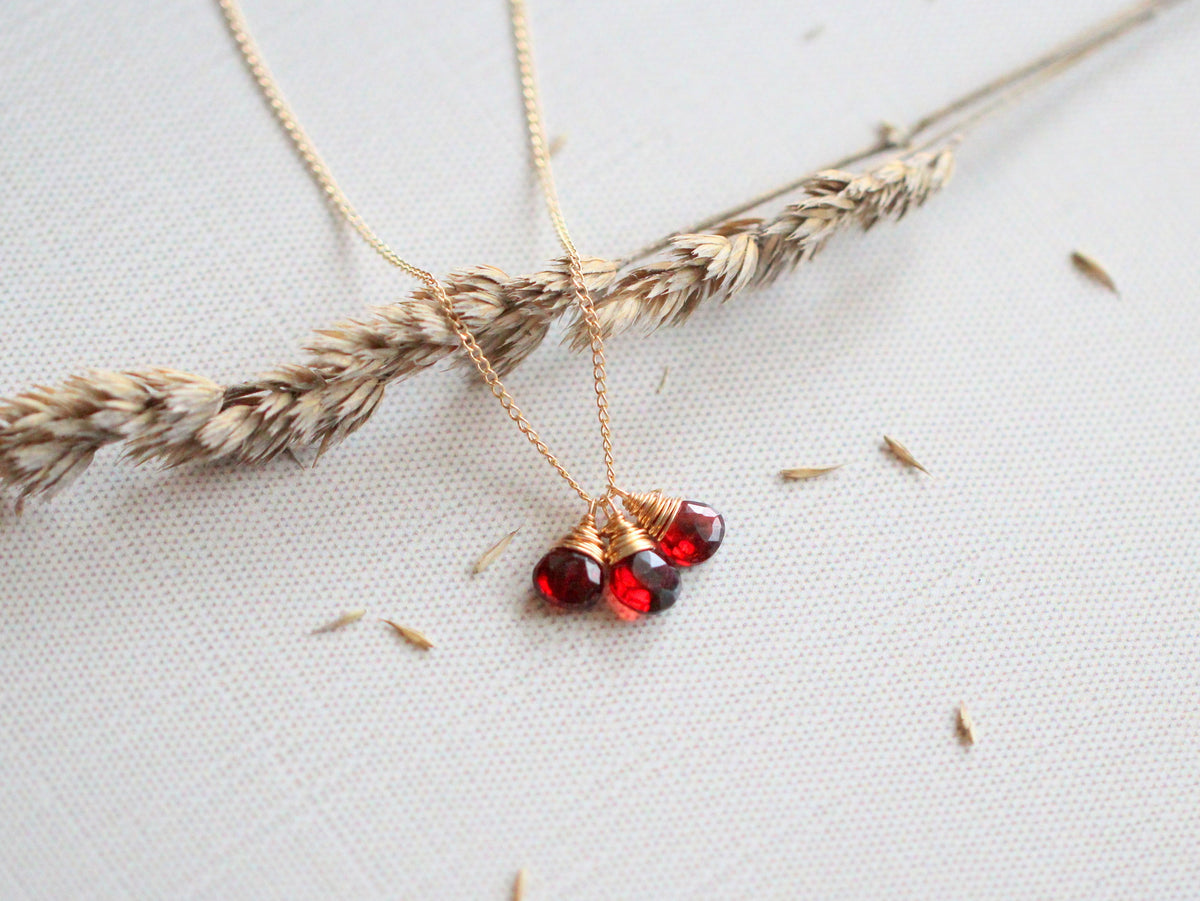 Saressa Designs Garnet Trio Necklace