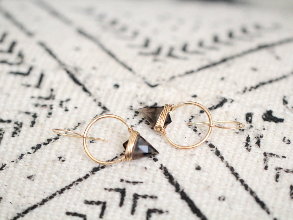 Saressa Designs Albatross Earrings - Smoky Quartz