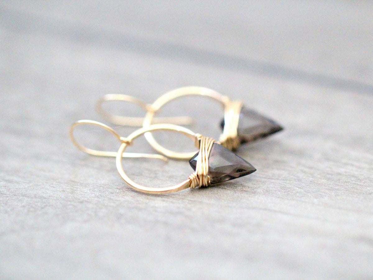 Saressa Designs Albatross Earrings - Smoky Quartz