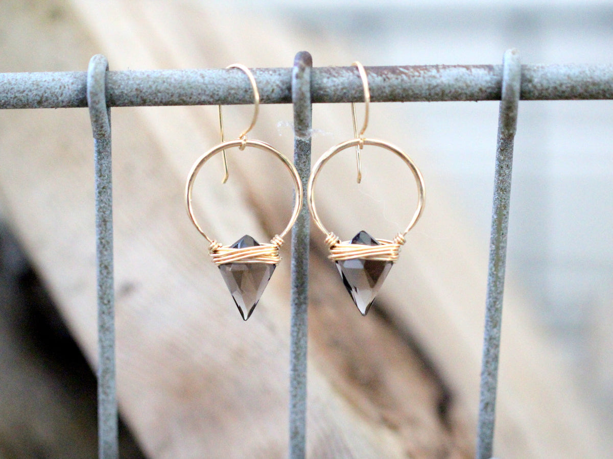 Saressa Designs Albatross Earrings - Smoky Quartz