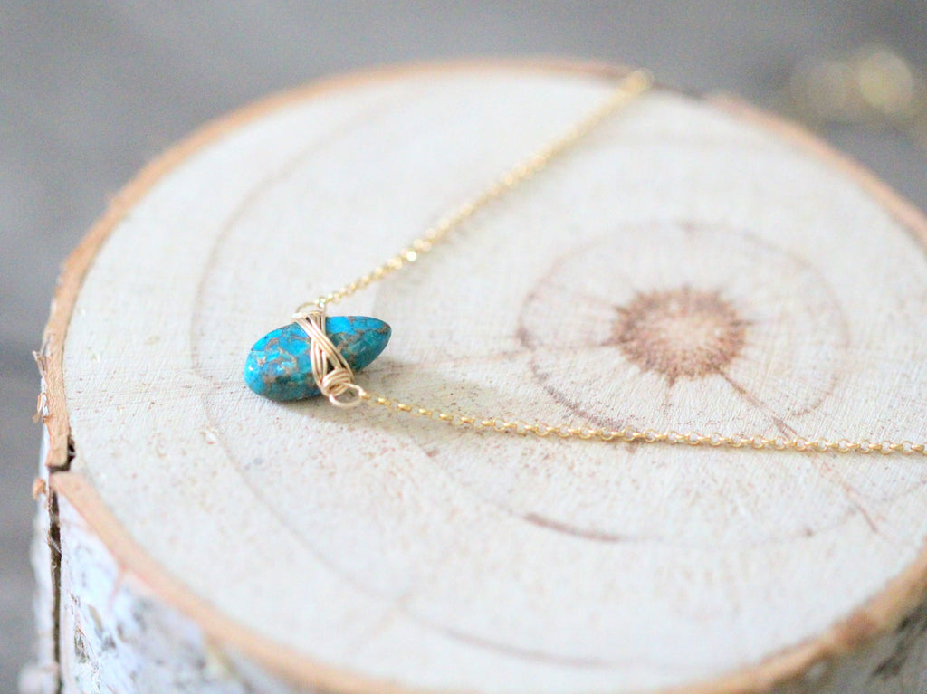 Saressa Designs Copper Turquoise Necklace - Classic Blue